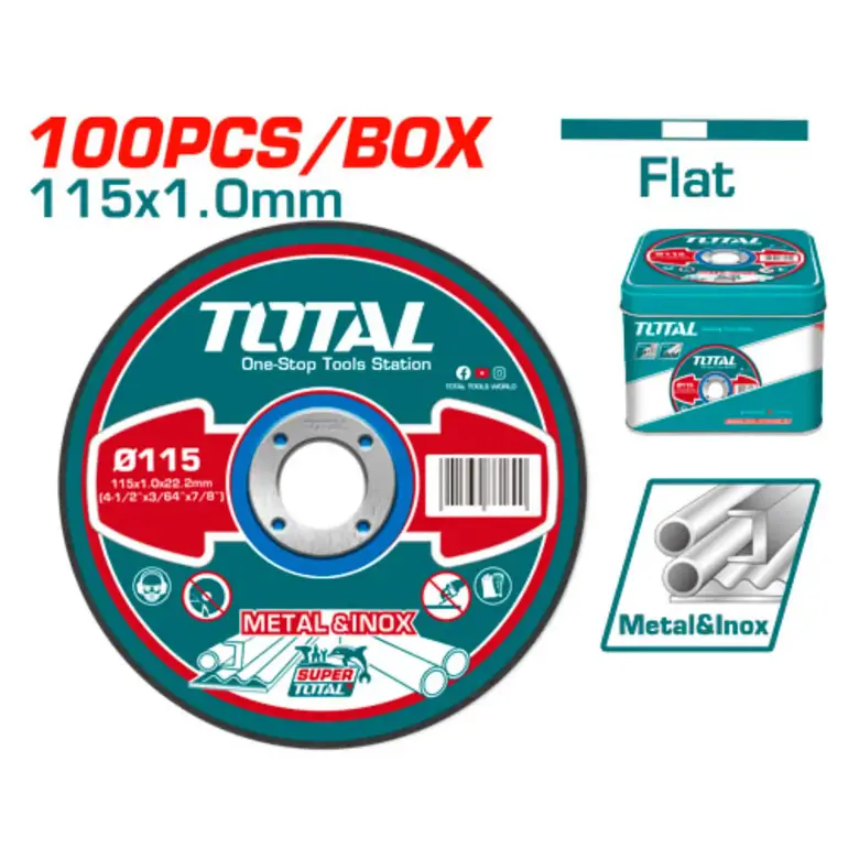 علبة دسك قص ستانلس 4-1/2" 100PCS/BOX 1.0mm   TAC210115100 توتال 
