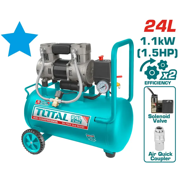 ضاغط هواء 24L 1.5HP  صامت  TCS1110242-85 توتال 