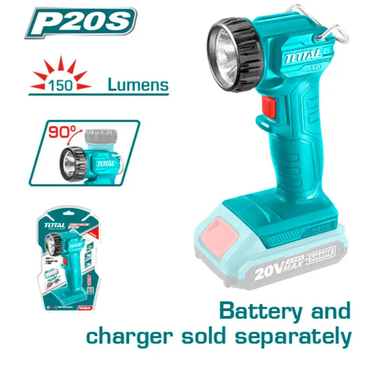 كشاف بطارية 20V 150Lumens بدون بطارية و شاحن  (المنتج يباع بدون بطارية وشاحن ) TWLI2023 توتال 