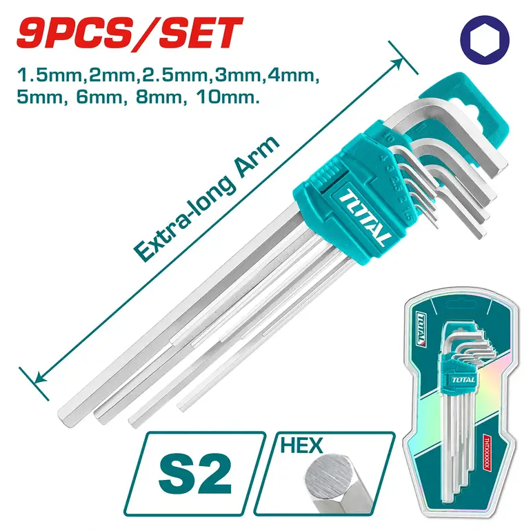 طقم مفاتيح النكي  9PCS/SET مسدس قصير   THT106192 توتال 
