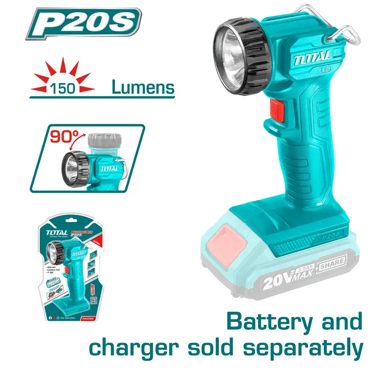 كشاف بطارية 20V 150Lumens بدون بطارية و شاحن  (المنتج يباع بدون بطارية وشاحن ) TWLI2023 توتال 