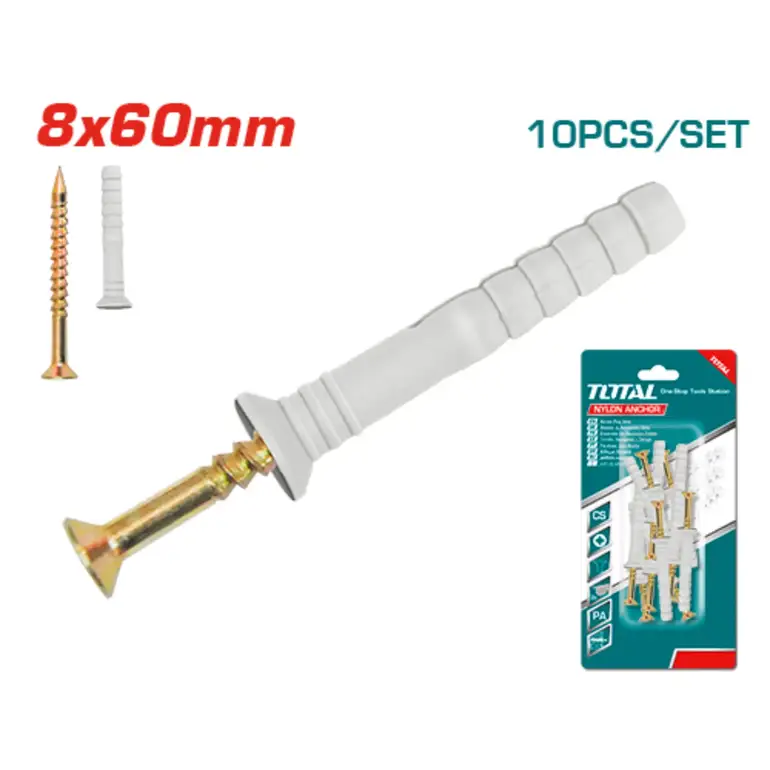 مجموعة مسامير على كرت 8x60mm 10PCS/SET    WJNAK5007012 توتال 