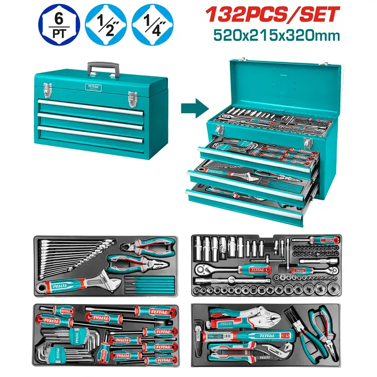 صندوق عدة مع حبوب 1/2"&amp;1/4" 97PCS/SET    THPTCS71321 توتال 