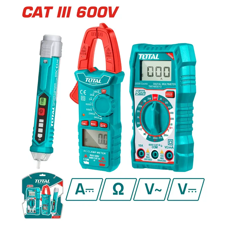 طقم افوميترمع كلامب ميتر و فاحص جهد  3PCS/SET    TMT43028 توتال 