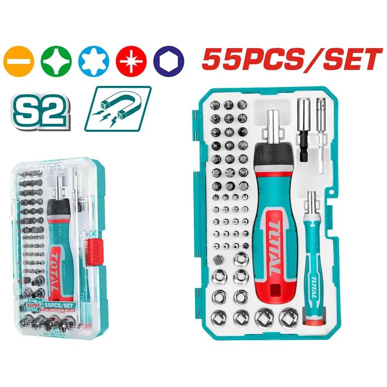 طقم لقم مفك براغي  55PCS/SET    TACSD30556 توتال 