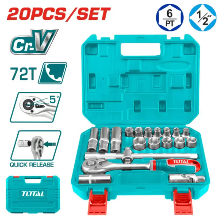 طقم حبوب شنطة بلاستيك 1/2" 20PCS/SET    THT121201 توتال 