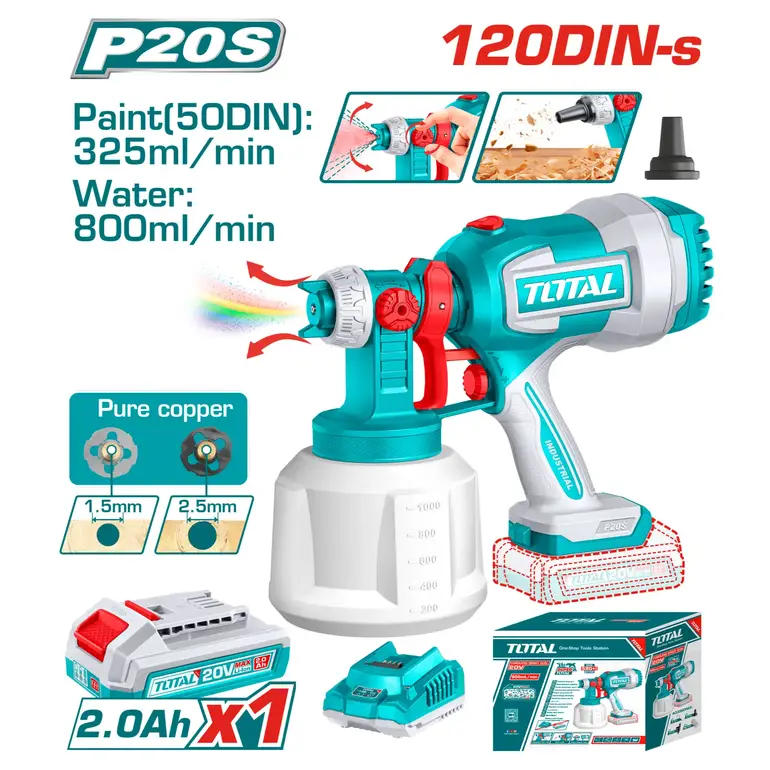 مسدس رش بويا بطارية 20V 800ml/min بطارية واحدة و شاحن   TSGLI20042 توتال 