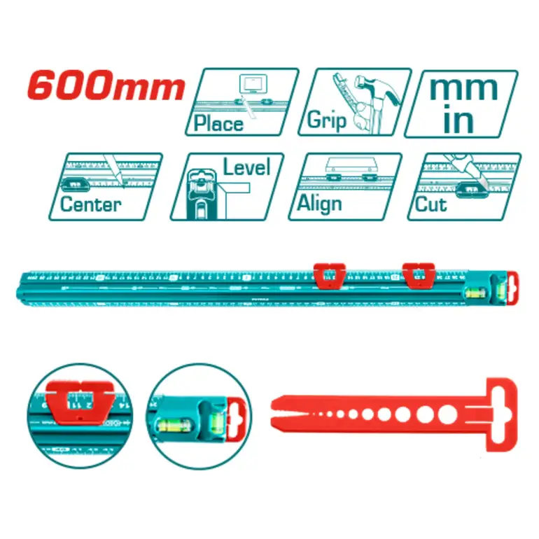 مسطرة قياس مع ميزان ماء 600mm     TMT646003 توتال 
