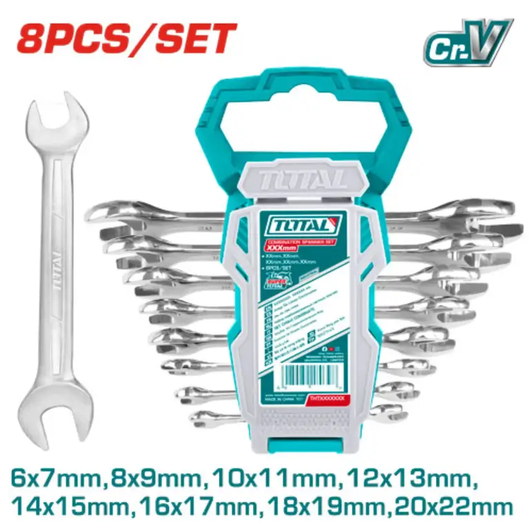 طقم مفتاح مفتوح طرفين  8PCS/SET    THT102386 توتال 