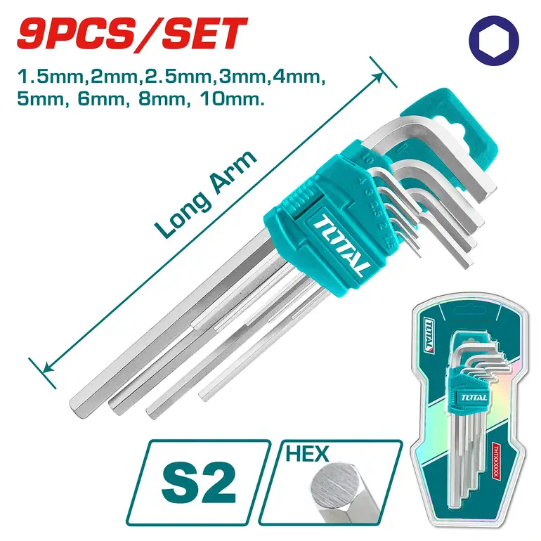 طقم مفاتيح النكي  9PCS/SET مسدس قصير   THT106191 توتال 
