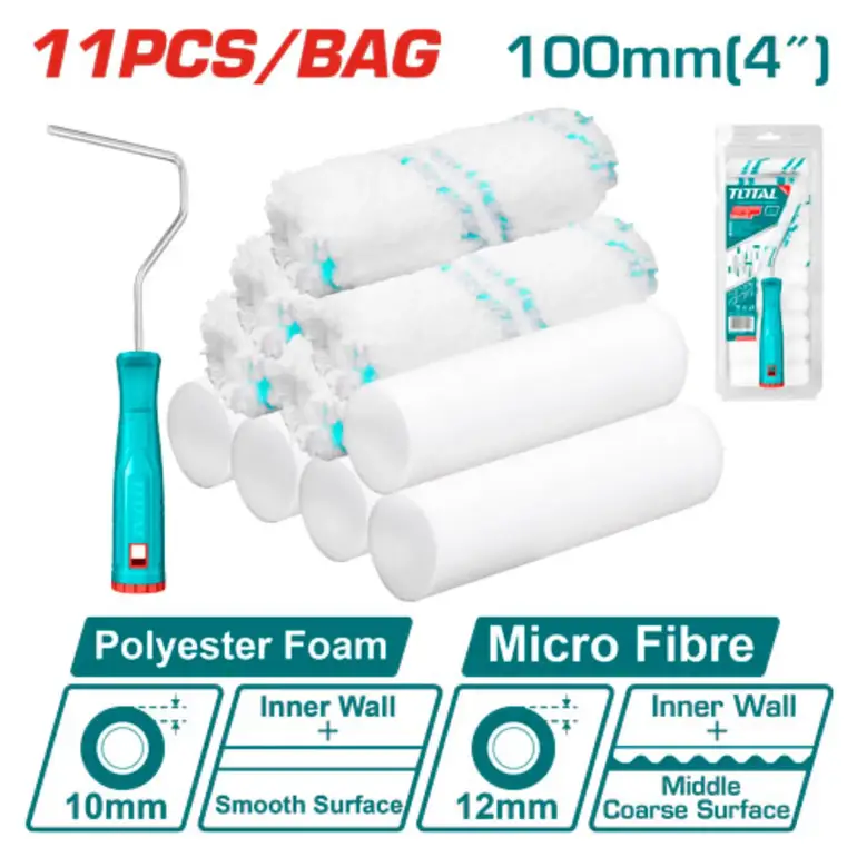 طقم غيار رول دهان مع يد 4" 11PCS/SET    THT81121001 توتال 