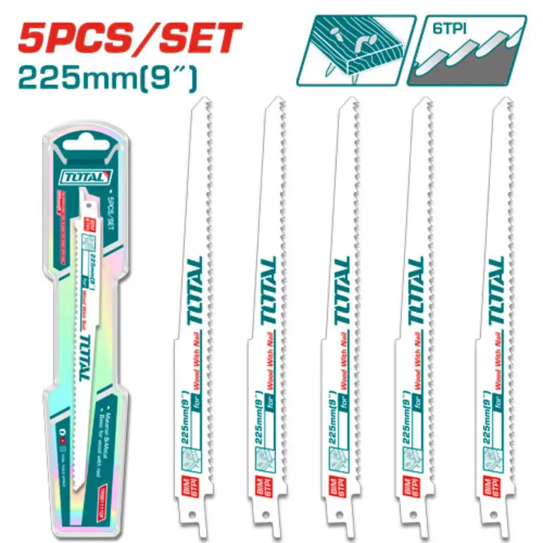 طقم ريش منشار ترددي 225mm 5PCS/SET    TRSB1111DF توتال 
