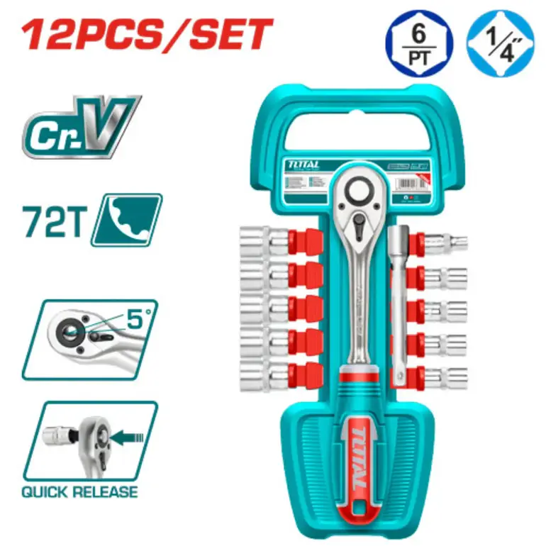 طقم حبوب مع يد اتوماتيك 1/4" 12PCS/SET    THT14114126 توتال 