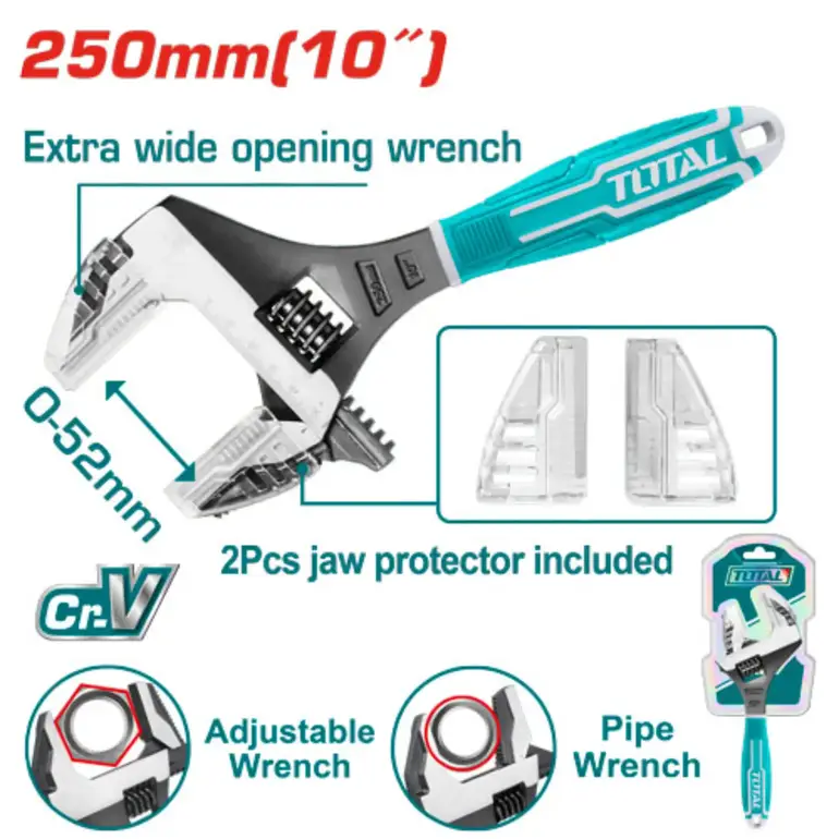 مفتاح اسبانة يد ربر قصير 10"     THT10210G توتال 
