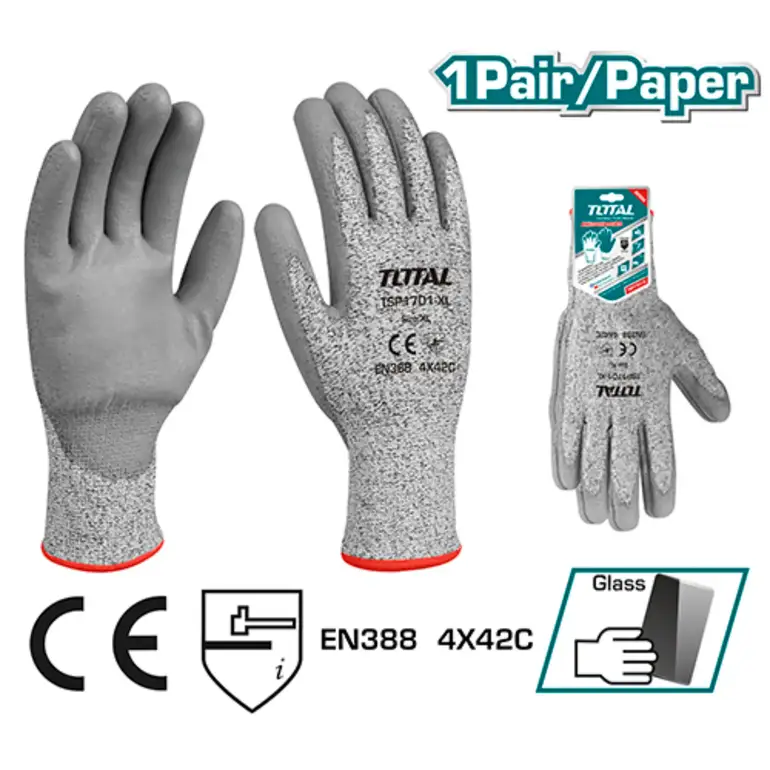 كفوف عمال ربر ضد القطع XL     TSP1701-XL توتال 