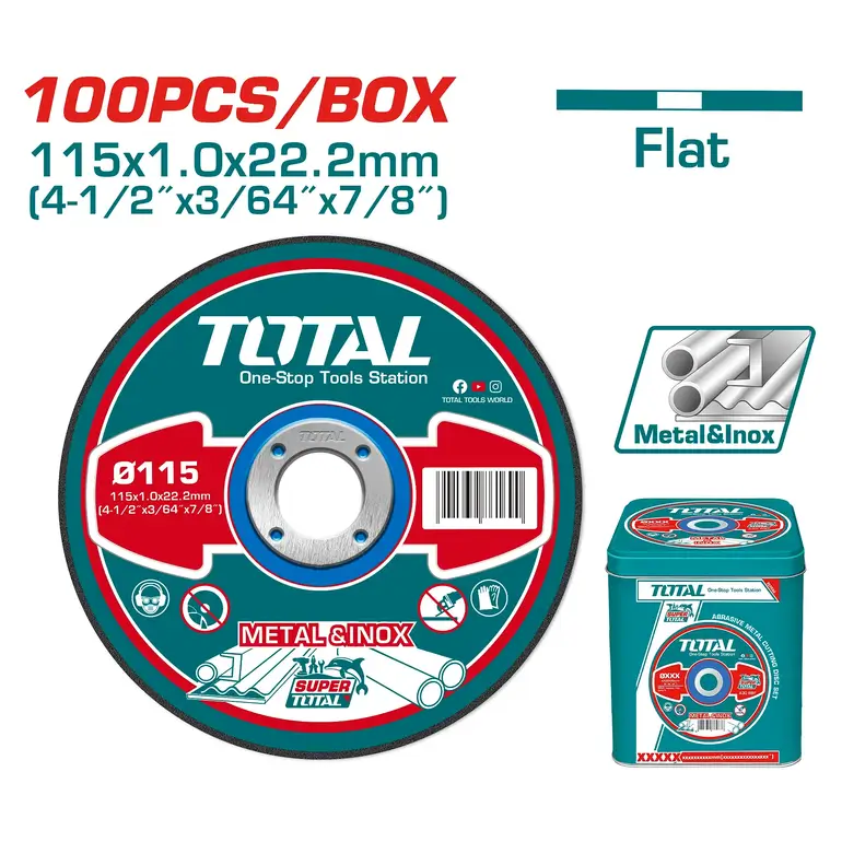 علبة دسك قص ستانلس 4-1/2" 100PCS/BOX 1.0mm   TAC210115100 توتال 