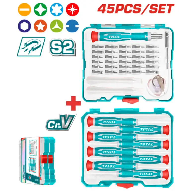 طقم مفكات براغي  45PCS/SET    TACSD30456 توتال 