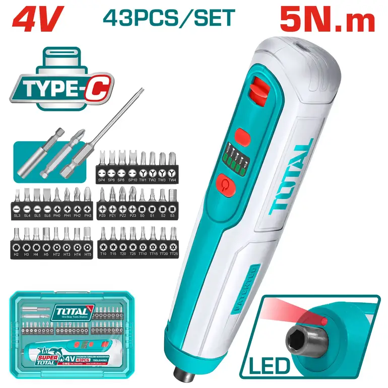 مفك شد على بطارية 4V 43PCS/SET    TSDLI04062 توتال 