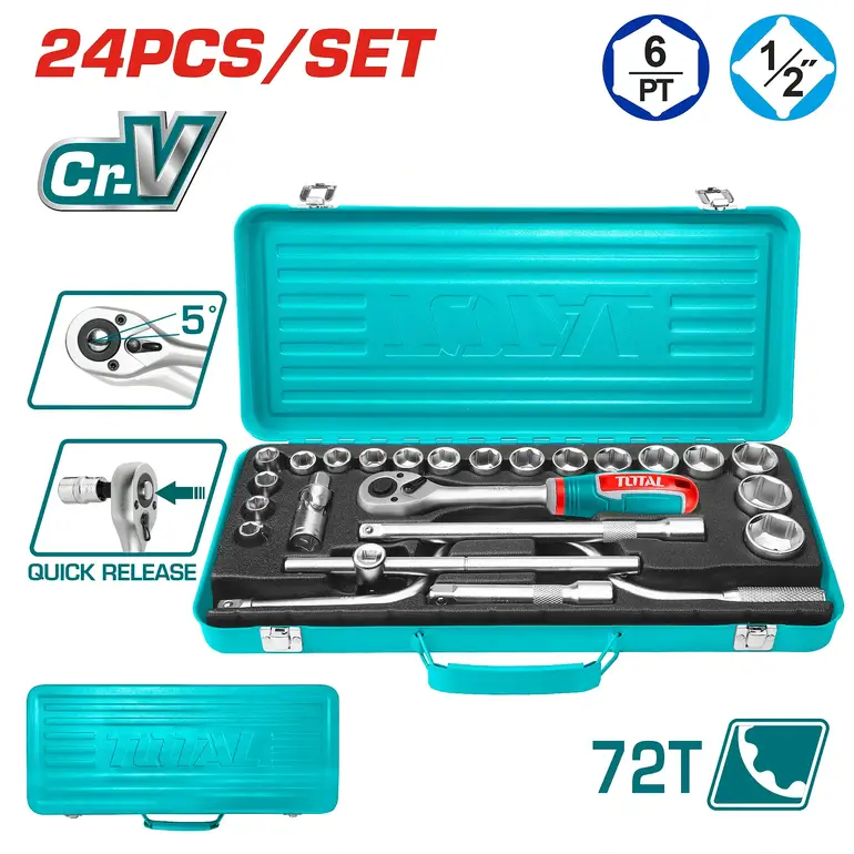 طقم حبوب صندوق معدن 1/2" 24PCS/SET    THT141253 توتال 