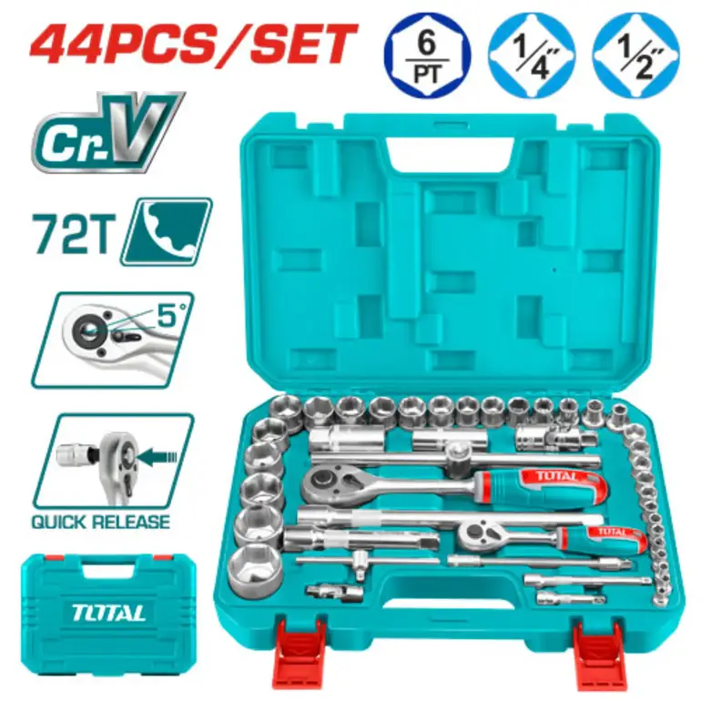 طقم حبوب شنطة بلاستيك 1/2"&amp;1/4" 44PCS/SET    THT421441 توتال 