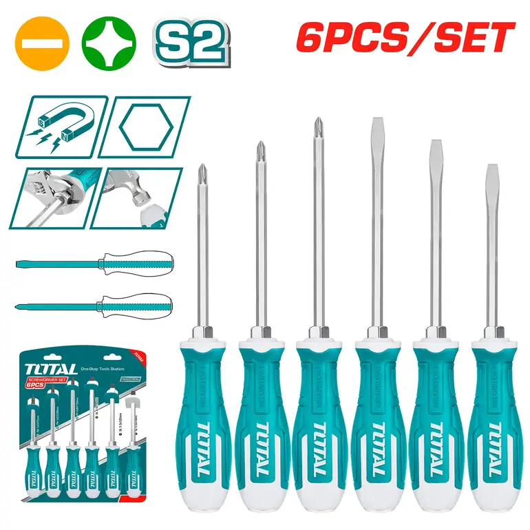 طقم مفكات براغي طرق  6PCS/SET عادي / مصالب   THGSS2606 توتال 