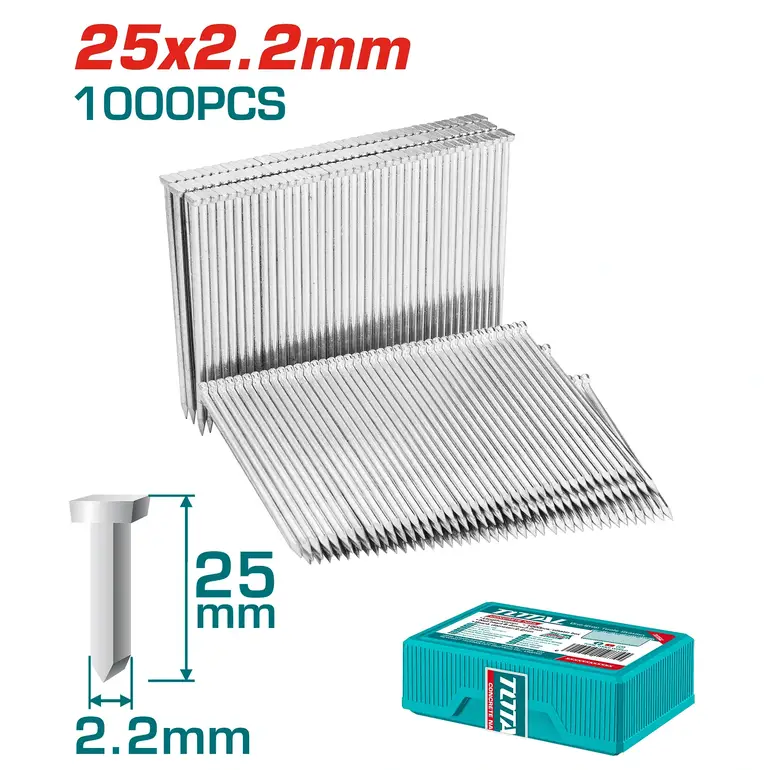 مسامير دباسة 25mm 1000PCS فولاذ   TAC918253 توتال 