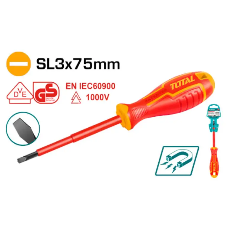 مفك براغي معزول SL3X75mm  عادي   THTIS3075 توتال 
