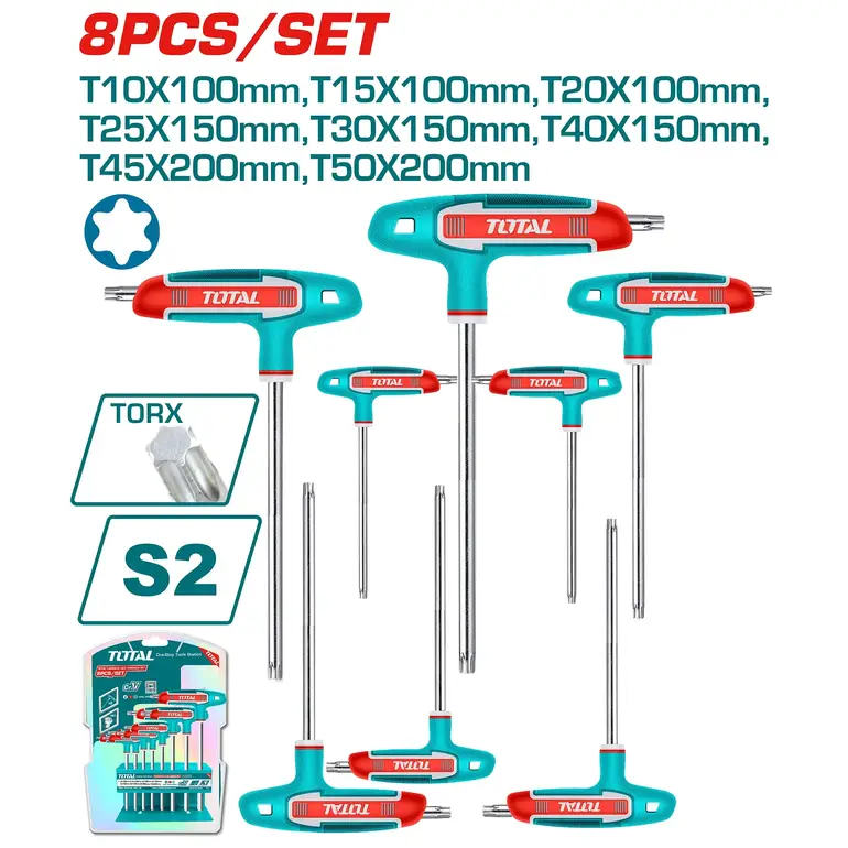 طقم  مفاتيح النكي T نجمة على كرت  8PCS/SET    THHW80836 توتال 