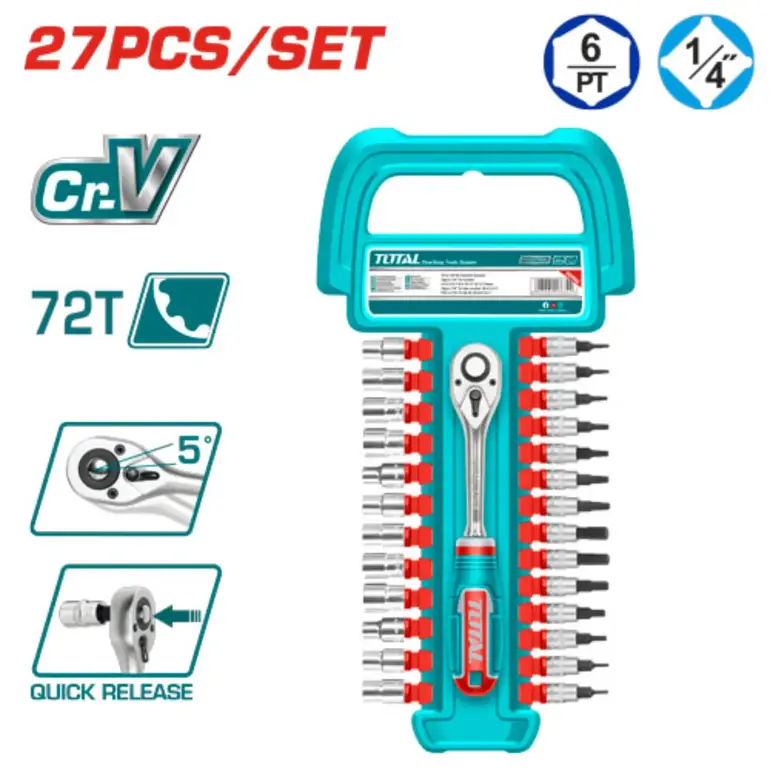 طقم حبوب مع يد اتوماتيك 1/4" 27PCS/SET    THT141271 توتال 