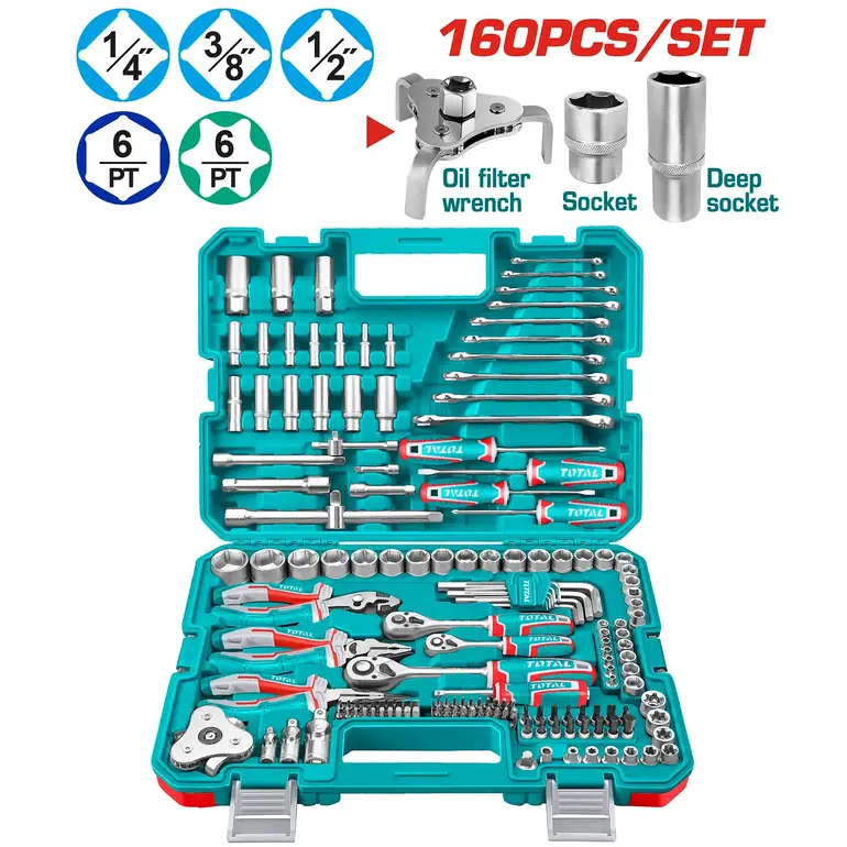 طقم حبوب شنطة بلاستيك 1/2"&amp;1/4"&amp;3/8" 160PCS/SET   