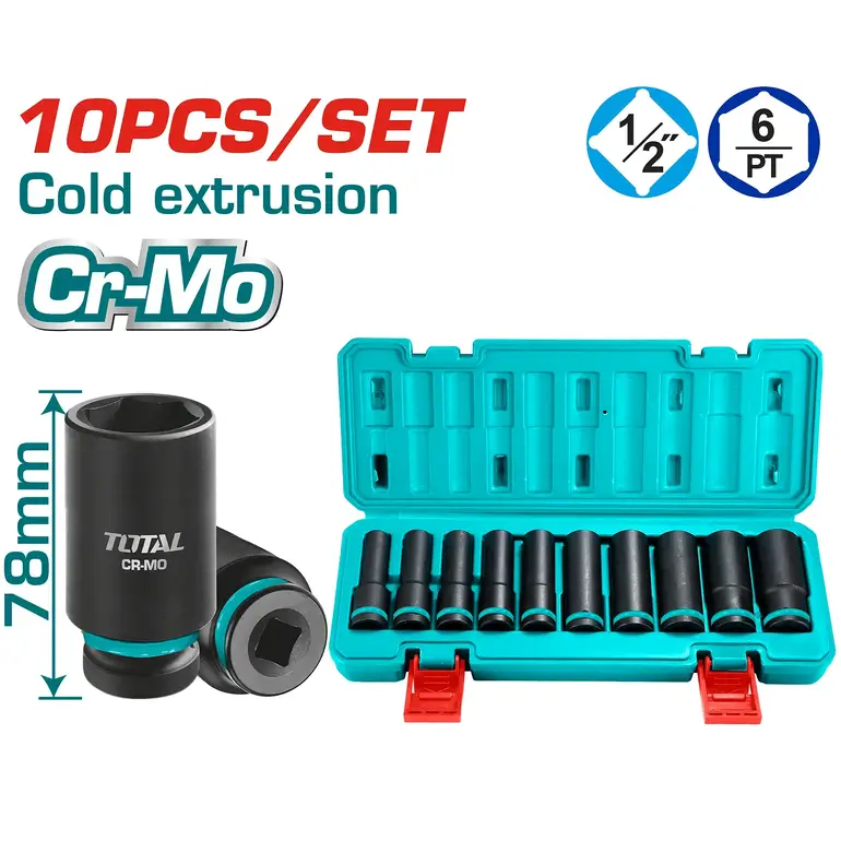  طقم حبوب طويل 1/2" 10PCS/SET    THKISD12102L توتال 