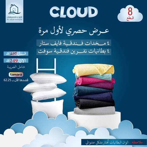 العرض الصيفي ( 4 مخدات فندقية )+( 4 بطانيات نفرين )