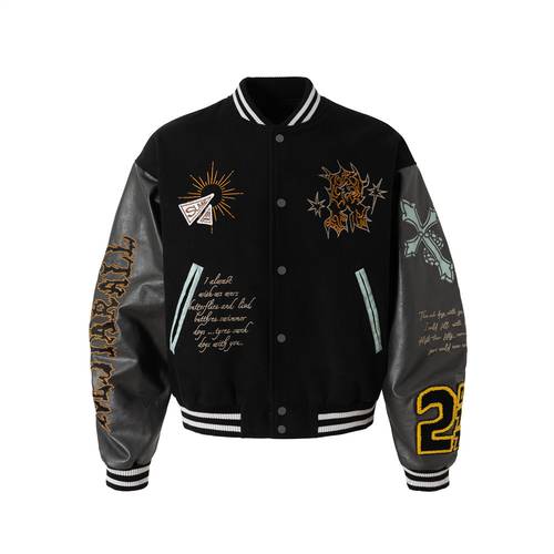 Heavy-duty embroidered baseball jacket