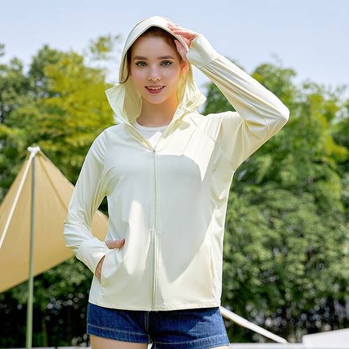 Sun-protective jacket made of ice silk fabric