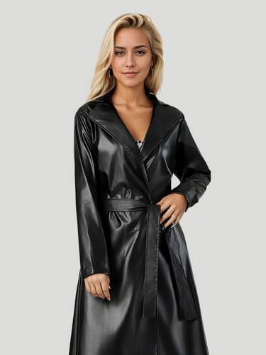 Women's long leather jacket