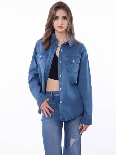 Collared denim shirt