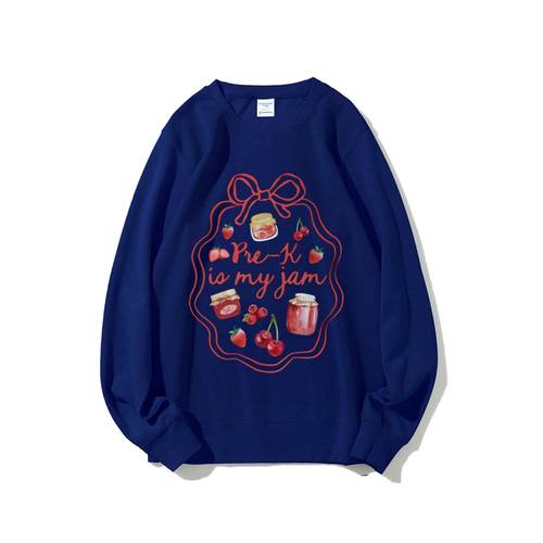 Women's sweatshirt with a round neckline.