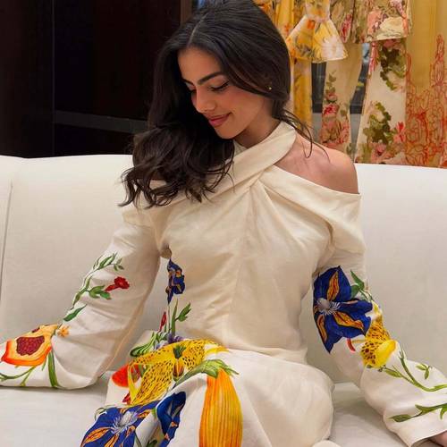 Off-the-shoulder dress with a neckline