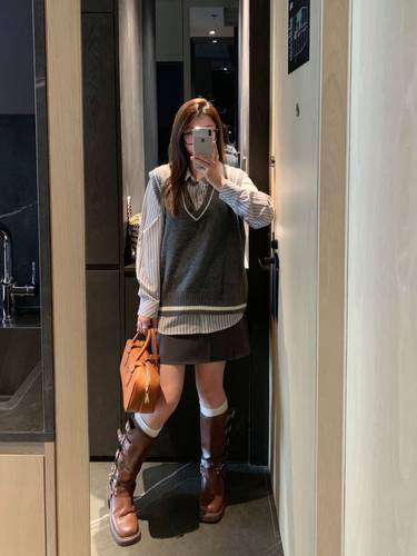 Korean style striped cotton shirt