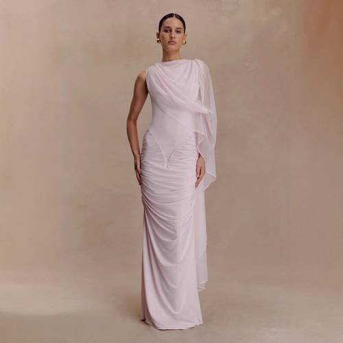 Mesh dress with shawl