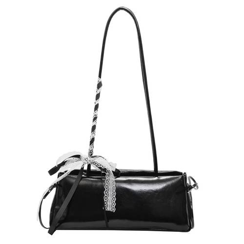 A bag decorated with a bow tie