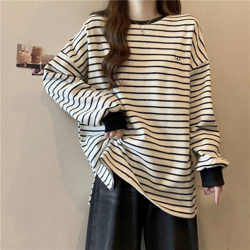 long-sleeved striped t-shirt