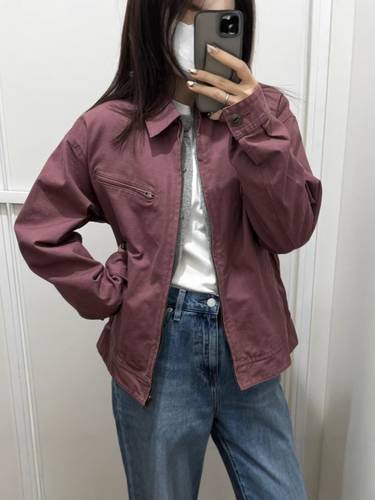 Men's and women's casual denim jacket with zipper