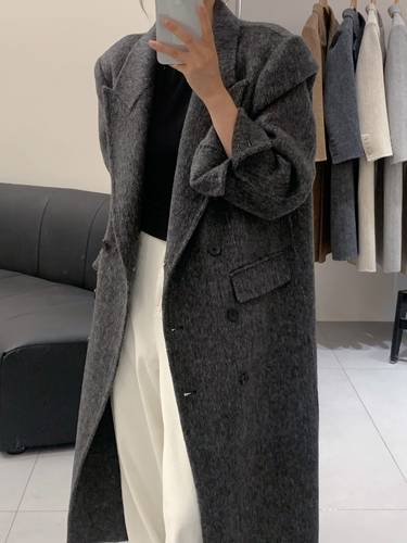 Women's long wool coat above the knee