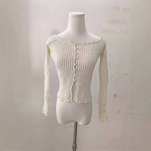 off-the-shoulder knit blouse