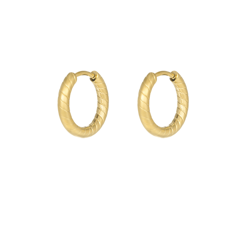 TEXTURED HUGGUE EARRING - Gold