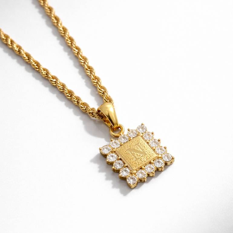 EMBELLISHED LETTER NECKLACE - T