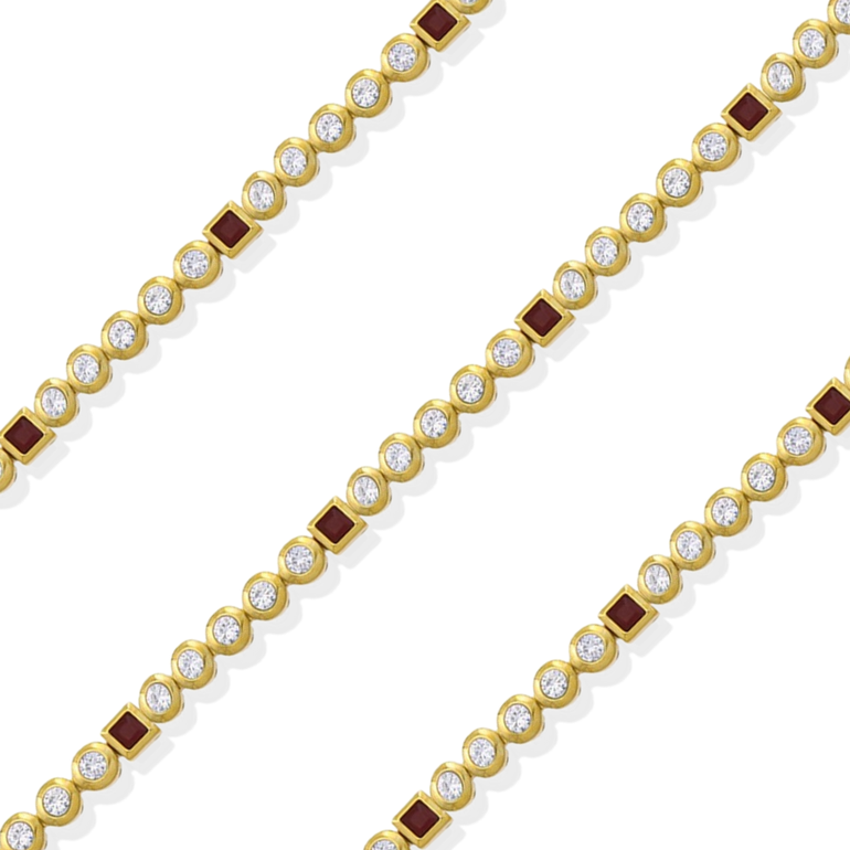 SERENITY ROUND RED TENNIS BRACELET - Small