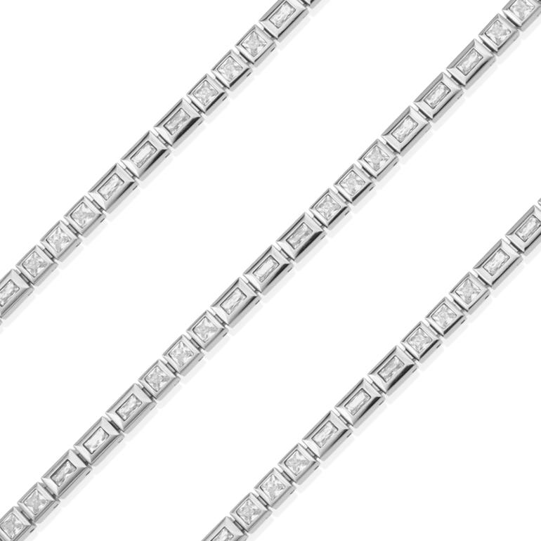 SERENITY SQUARE SILVER TENNIS BRACELET - Small