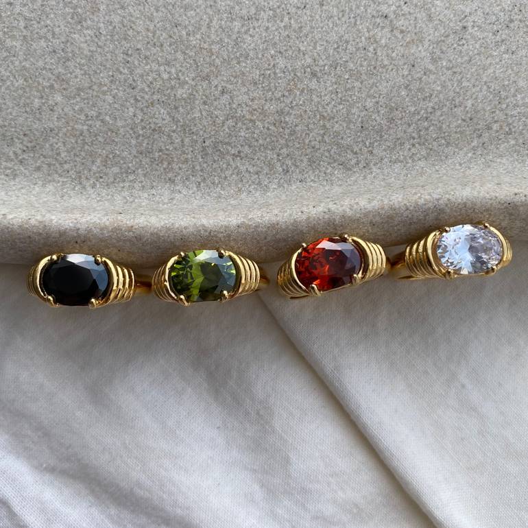 CRYSTAL RING  - Black - 6